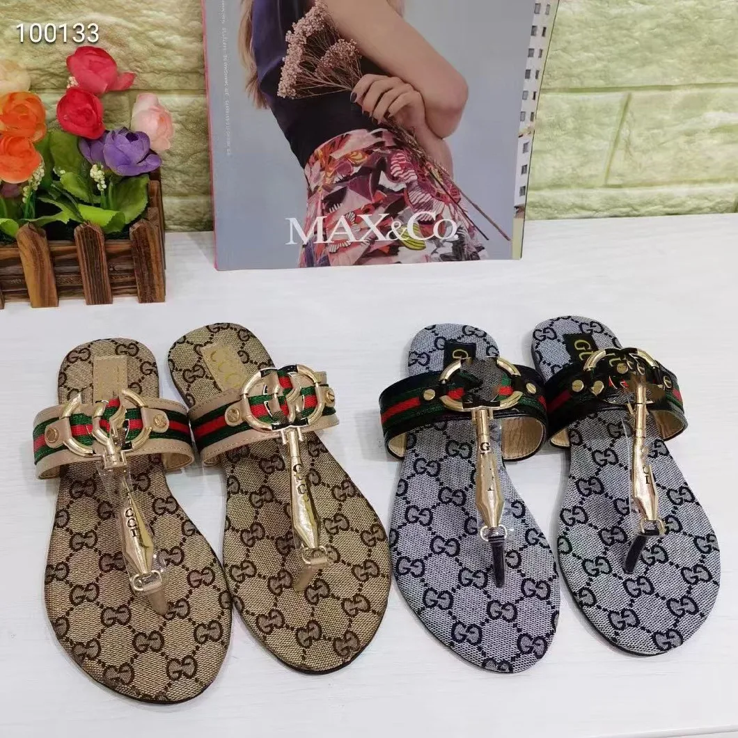 Summer Fashion Classical Simple Ladies Leather Slippers Beach Holiday Women Flip-Flops Slippers