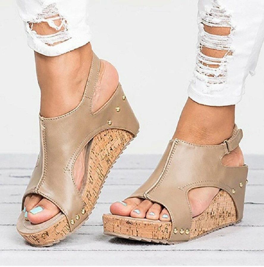 Womens Wedge Sandals Platform Peep Toe Slingback Cork Sandals Summer Sandals Casual Dress Shoes High Heel Sandals Esg14093