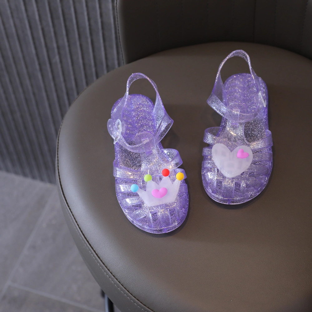 Hot Sale Girls Jelly Shoes Soft Sole Kids Baby Infant Summer Flat Crown Princess Sandals Boys Girls Cute Jelly Shoes