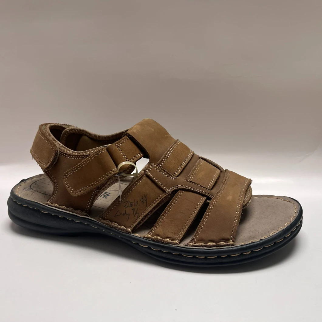 Factory Wholesale Comfortable Arabic Flat Wear-Resisting Outdoor Leather Sandals Mens