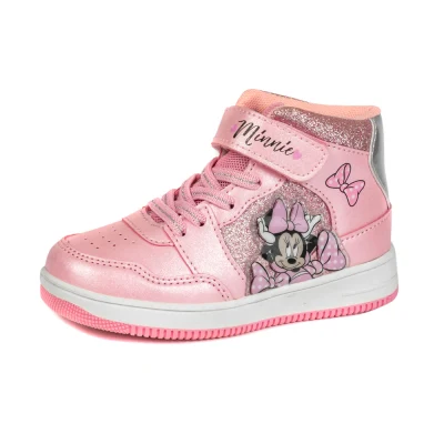 Scarpe sneaker, Scarpe sportive per bambini, Scarpe da ragazza, Tomaia in PU rosa dal taglio alto, Velcro in PU + stile lacci, Suola in TPR, Scarpe in cemento