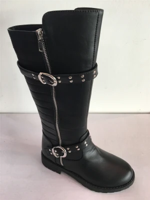 Stivali moda PU al ginocchio, suola iniettata in PVC, stivali da donna, stivali per bambini, scarpe da donna, stivali da donna