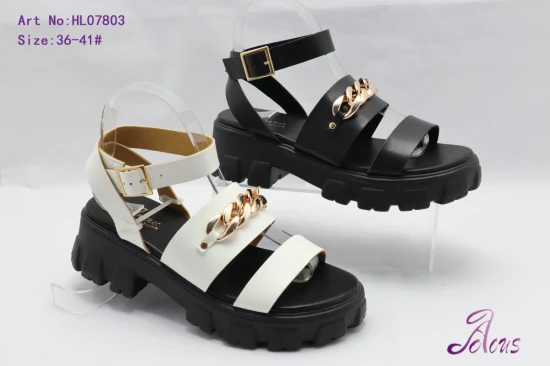 Scarpe da donna Scarpe casual da donna Sandali flatform con cinturino in pelle PU 2023 Nuovo arrivo Vendita calda Moda Tacco basso Comodo estate ODM OEM Scarpe classiche su misura